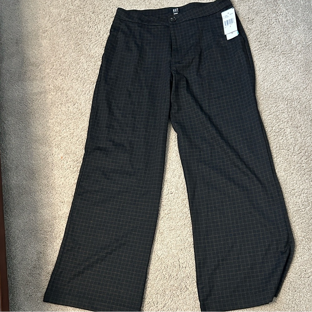 Kut from the Kloth navy Windowpane Wide Leg Pants